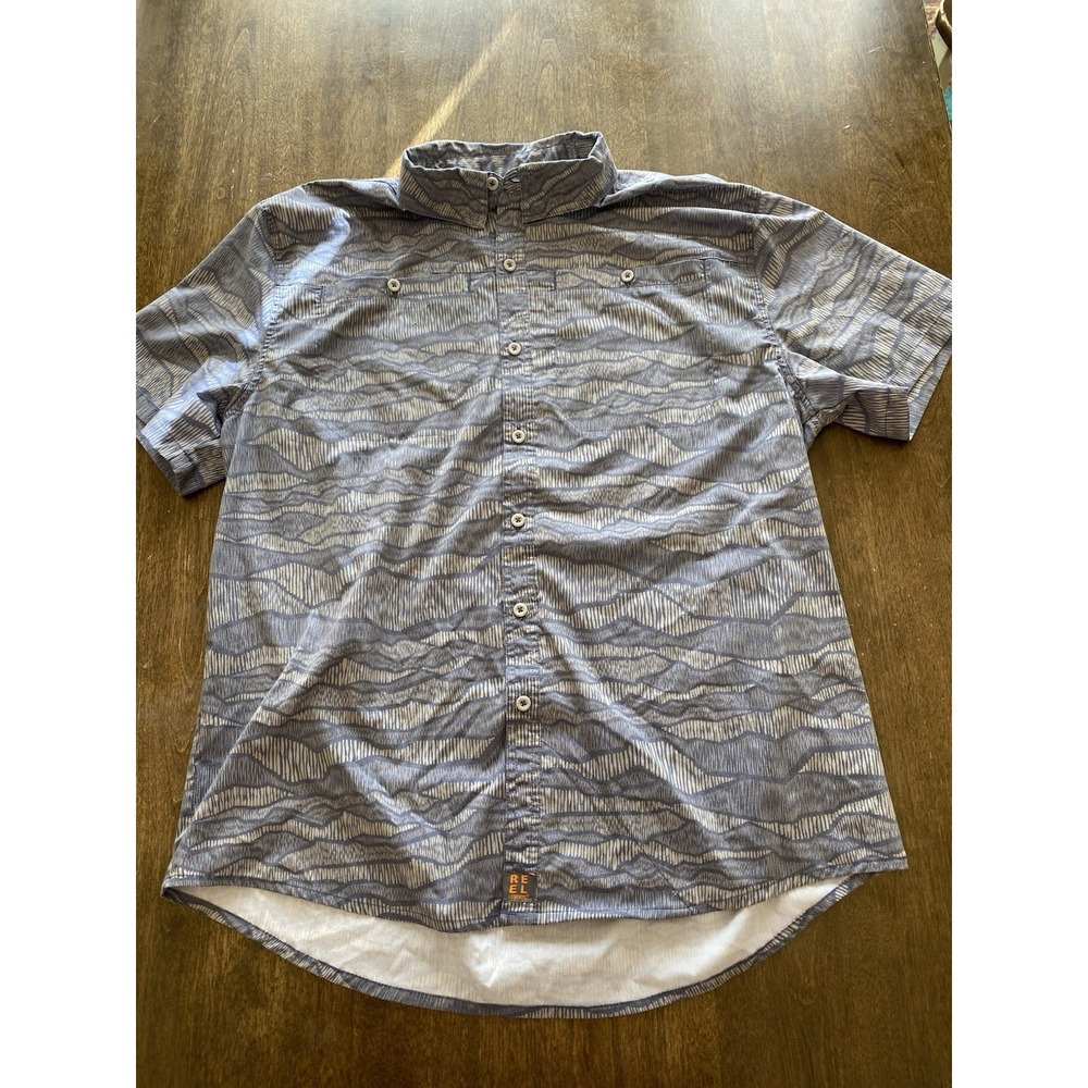 Reel Legends Short Sleeve Navy Vented Button Down Fishing Shirt Men's Size XL
